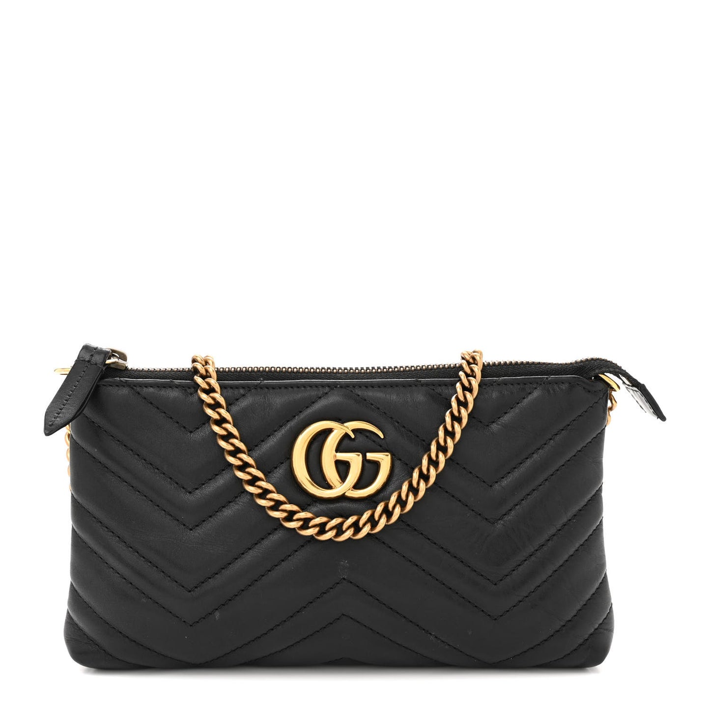 Calfskin Matelasse GG Marmont Wallet Chain Bag Black