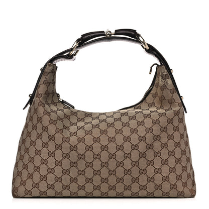 Gucci Monogram Medium Horsebit Chain Hobo Dark Brown 1 of 9
