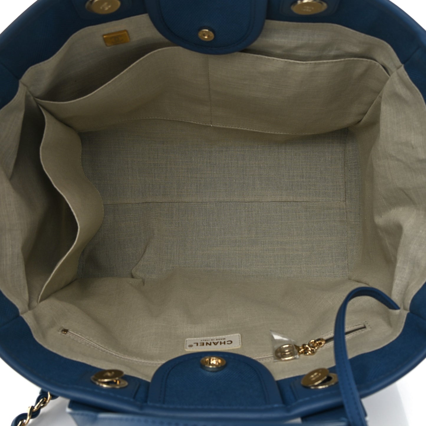 Cotton Medium Deauville Tote Blue White