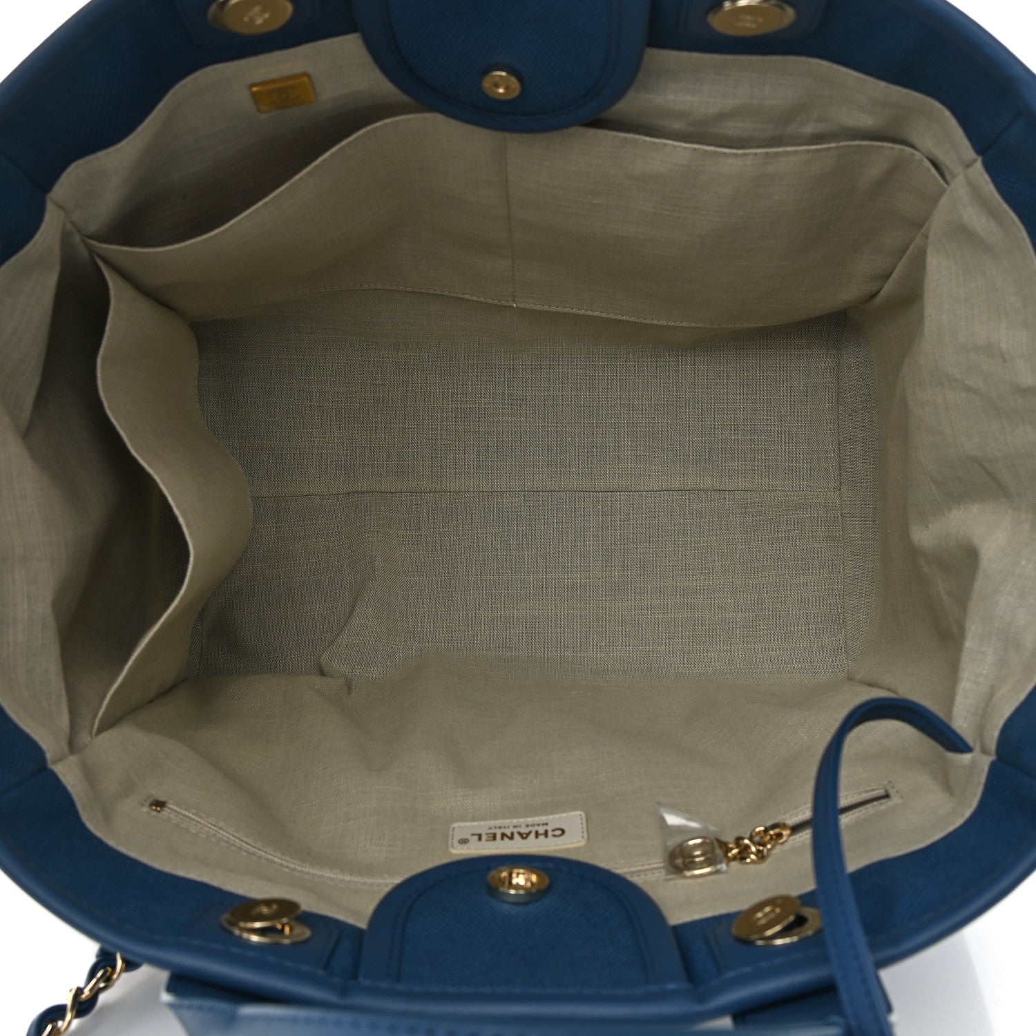 Chanel Cotton Medium Deauville Tote Blue White 6 of 12