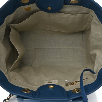 Chanel Cotton Medium Deauville Tote Blue White 6 of 12