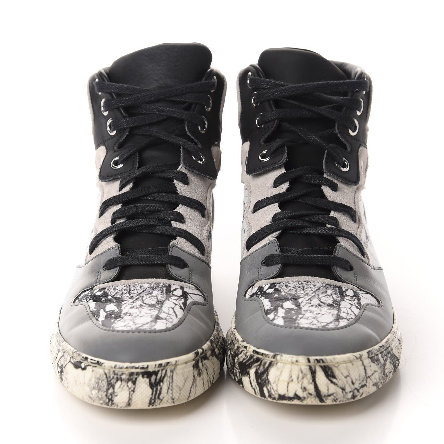 Balenciaga Calfskin Suede Rubber Marble Womens High Top Sneakers 36 Black 2 of 10