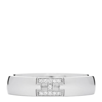 Hermes 18K White Gold Diamond Ever Herakles Wedding Band Ring 47 4 1 of 5