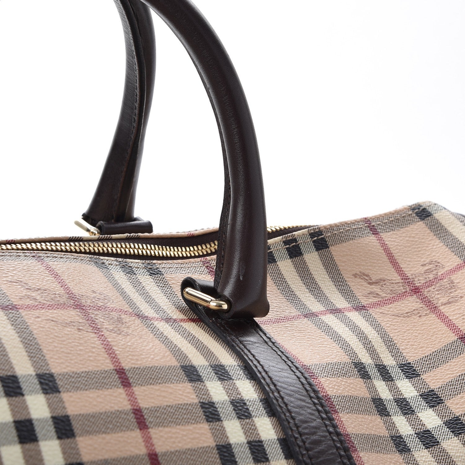 Burberry Haymarket Check Duffle Bag Dark Brown 10 of 20