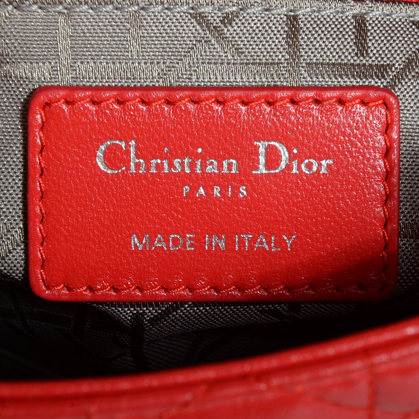 Lambskin Cannage Mini Lady Dior Vermillion
