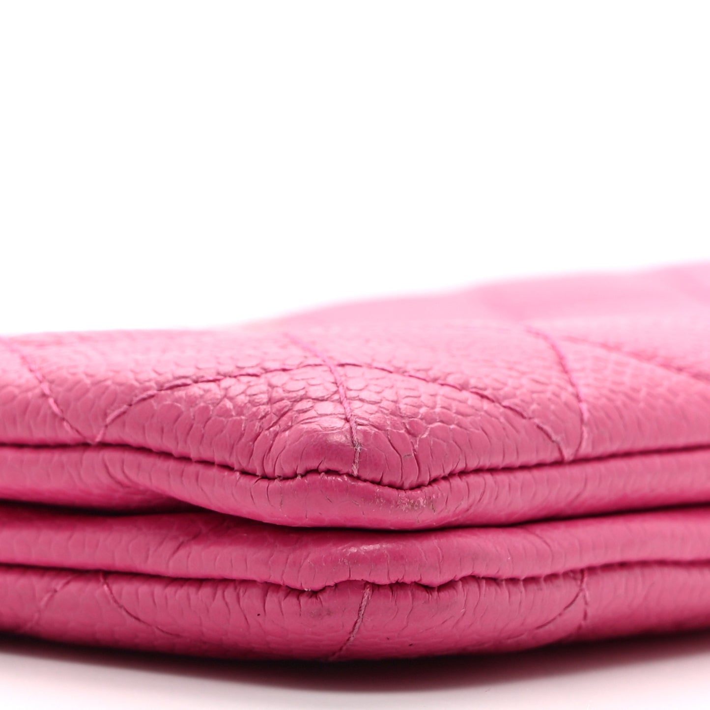 Caviar Quilted Enamel Zipped Clutch  Pink