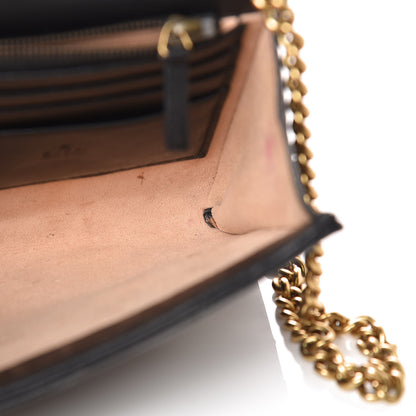 Gucci Calfskin Matelasse Mini GG Marmont Chain Wallet Black 12 of 17