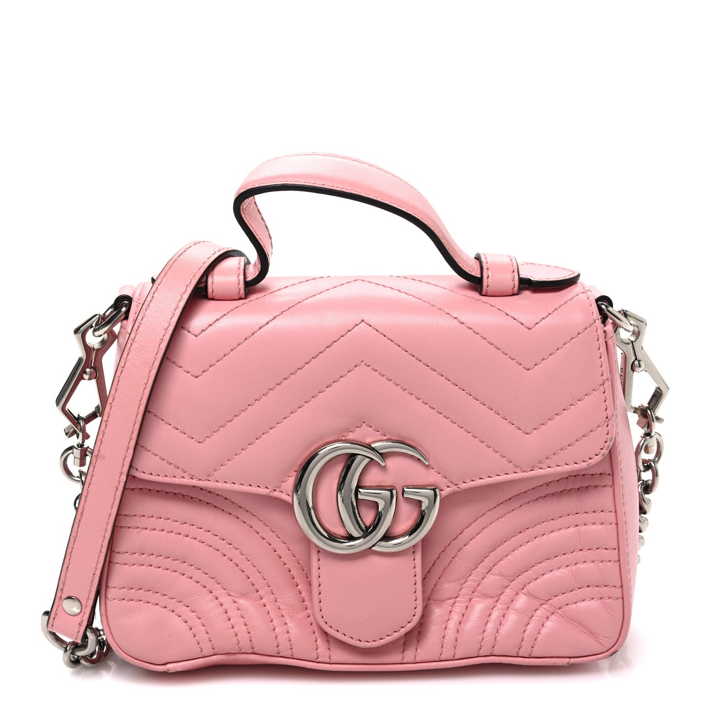 Calfskin Matelasse Mini GG Marmont Top Handle Shoulder Bag Wild Rose Wild Rose