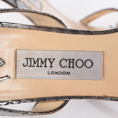 Jimmy Choo Metallic Python India Sandals 38.5 Silver 9 of 10