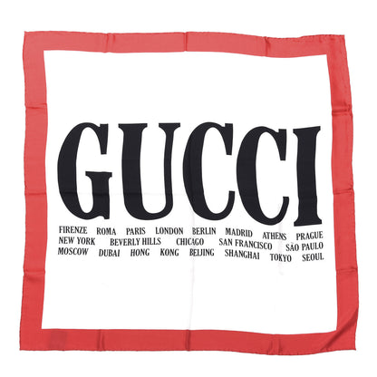 Gucci Silk Gucci World Square Scarf Ivory Red 1 of 3