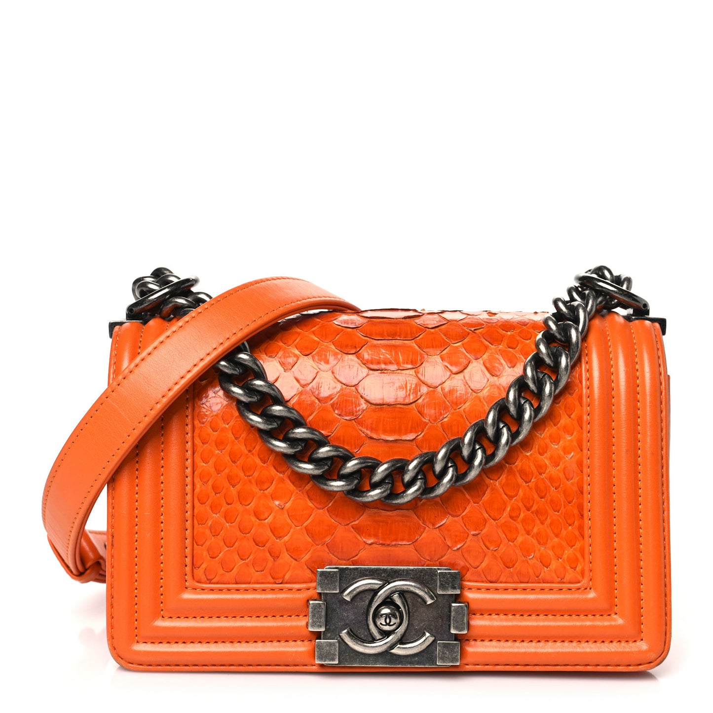 Snakeskin Small Boy Flap Orange