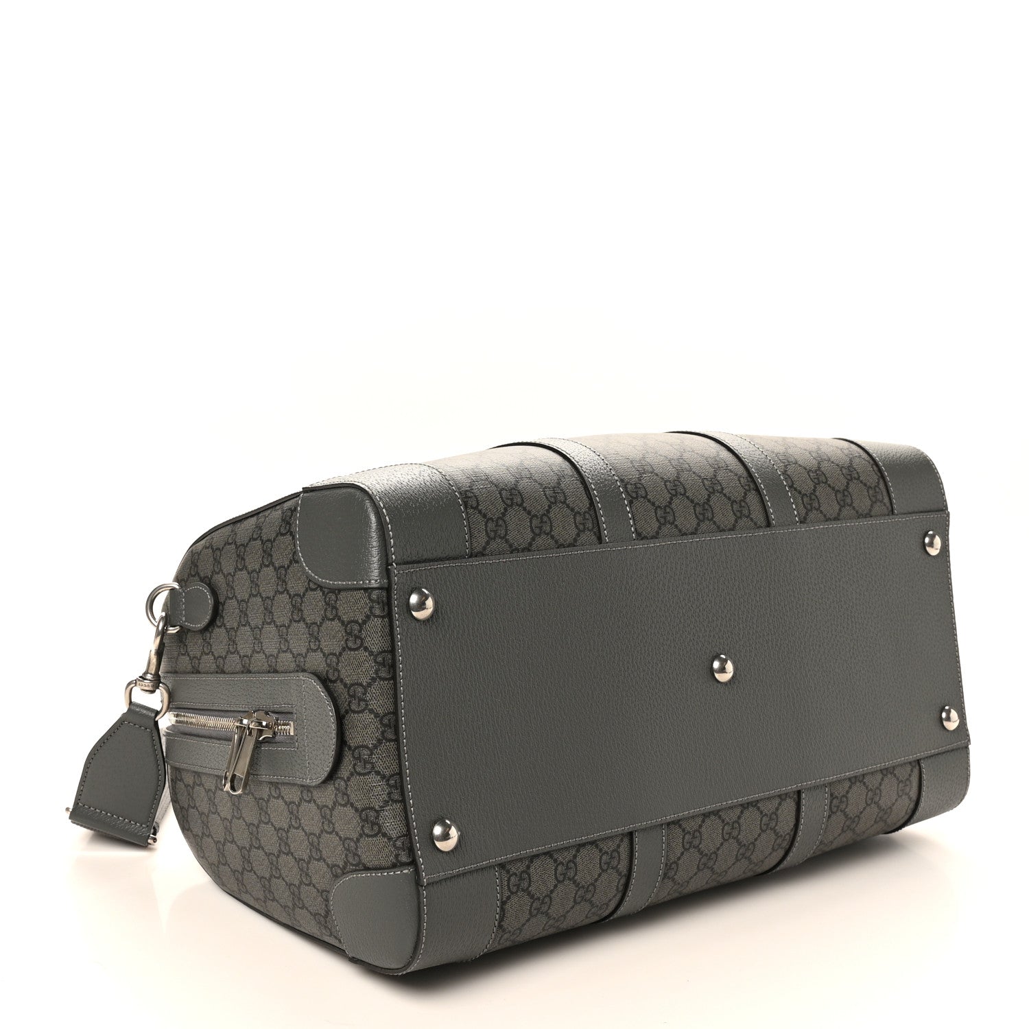 Gucci GG Supreme Monogram Textured Dollar Calfskin Medium Savoy Duffle Bag Grey Black Graphite Grey 3 of 11