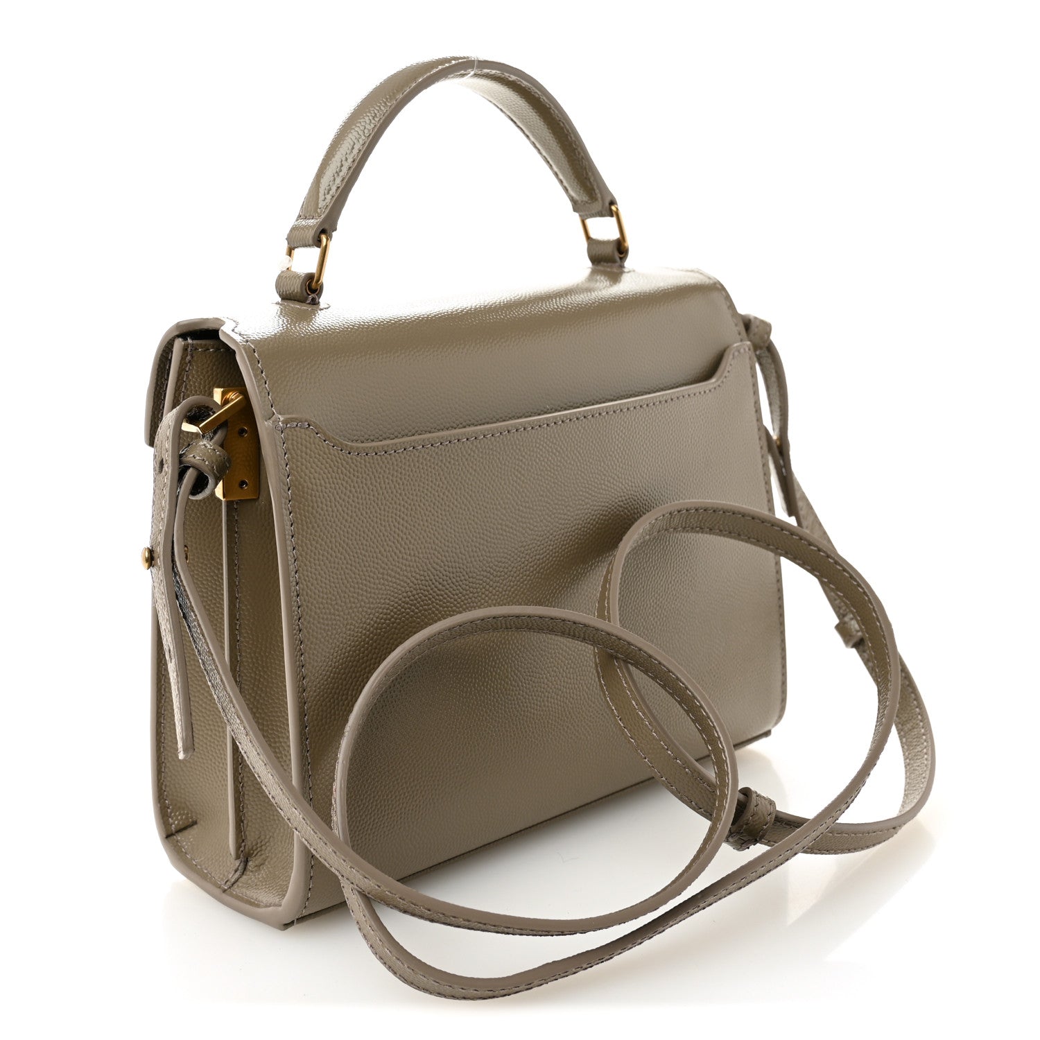 Saint Laurent Grain de Poudre Mini Classic Monogram Cassandra Top Handle Greyish Brown 3 of 9
