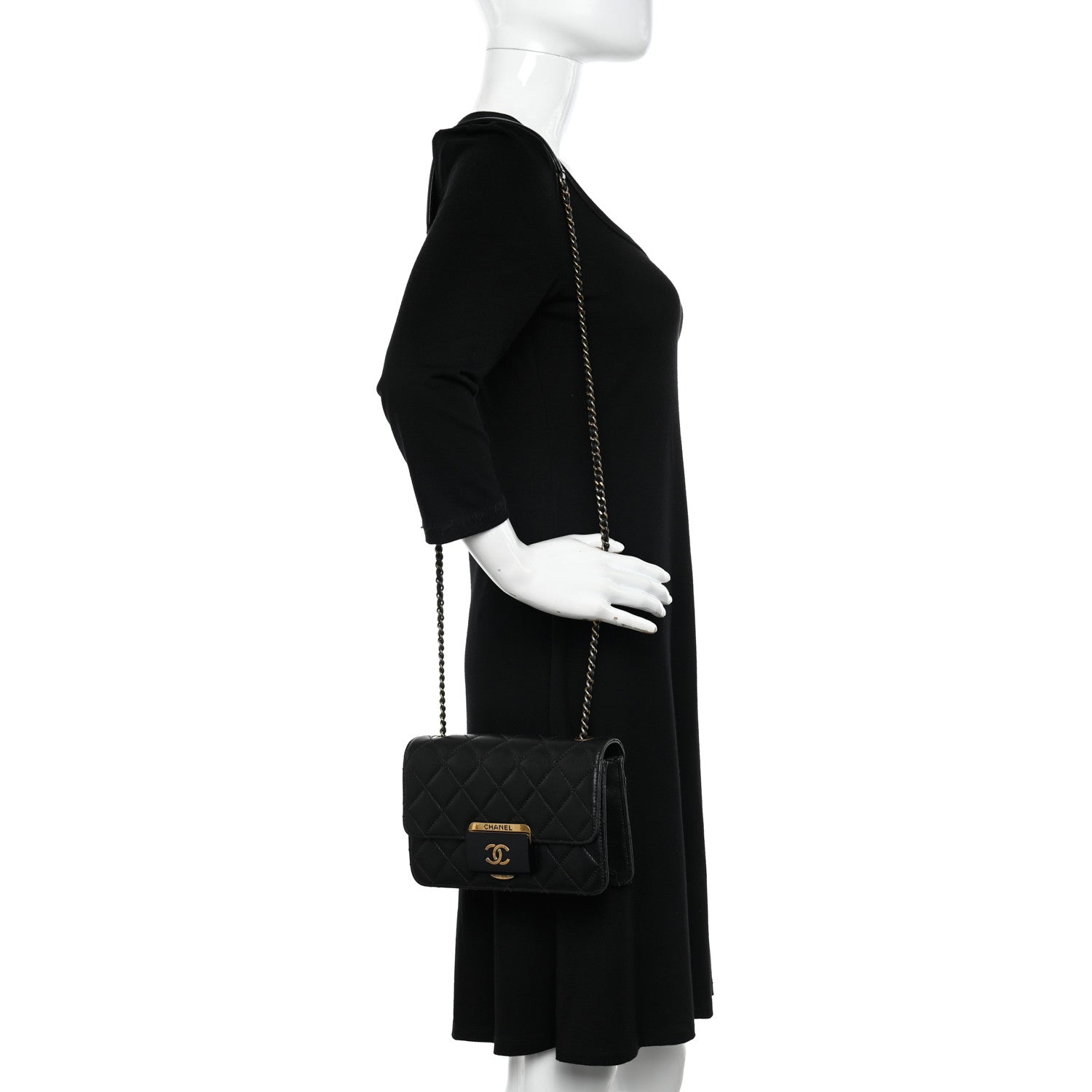 Chanel Sheepskin Quilted Mini Beauty Lock Flap Black 2 of 11