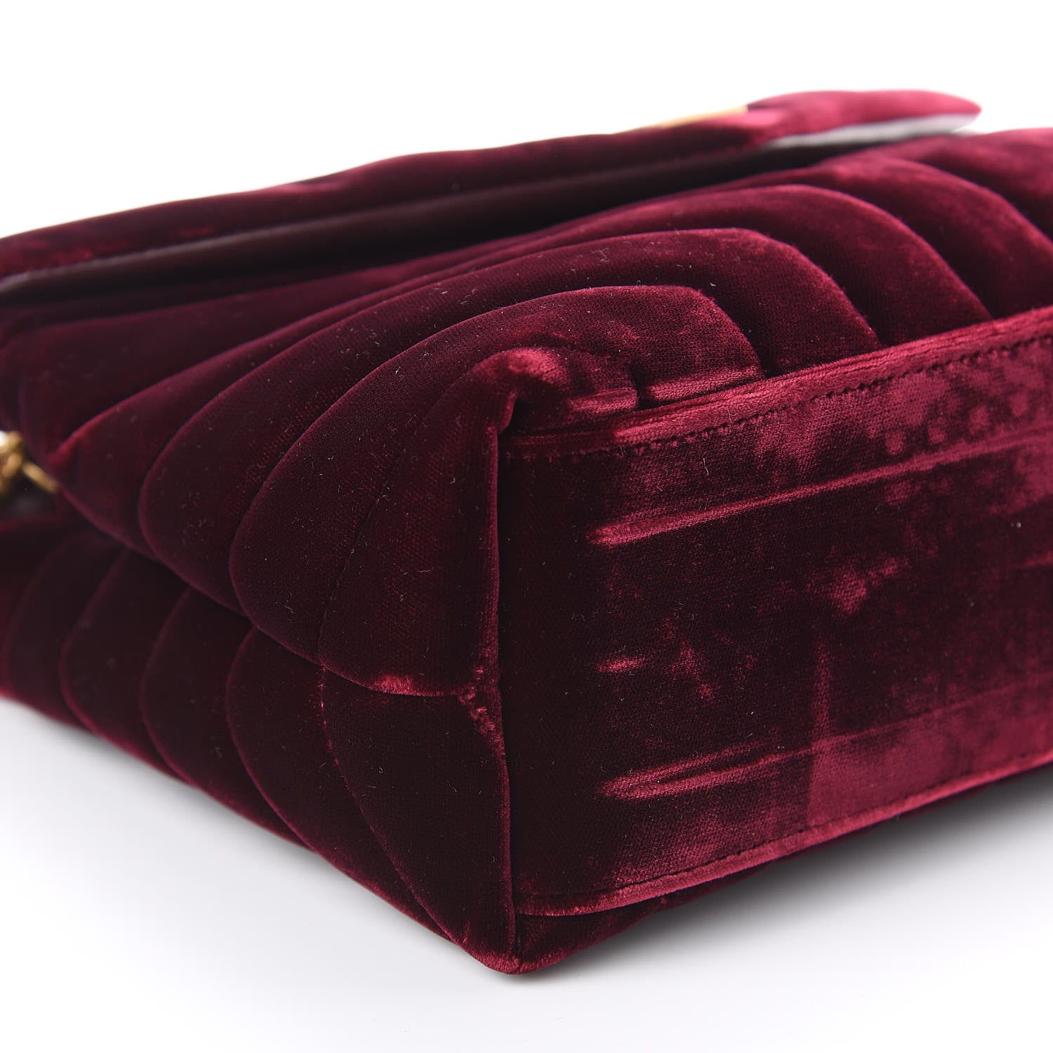 Saint Laurent Velvet Y Quilted Monogram Small Loulou Chain Satchel Burgundy 5 of 11