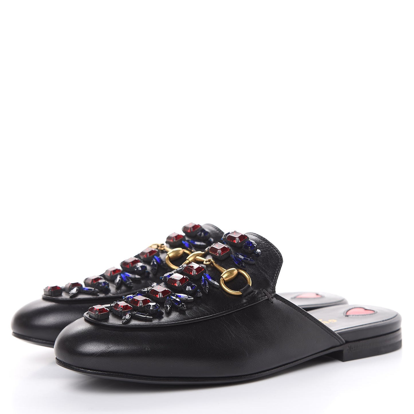 Malaga Kid Crystal Embroidered Womens Princetown Slippers 36.5 Black