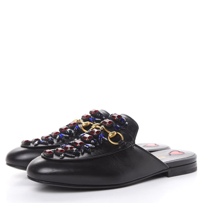 Gucci Malaga Kid Crystal Embroidered Womens Princetown Slippers 36.5 Black 3 of 10
