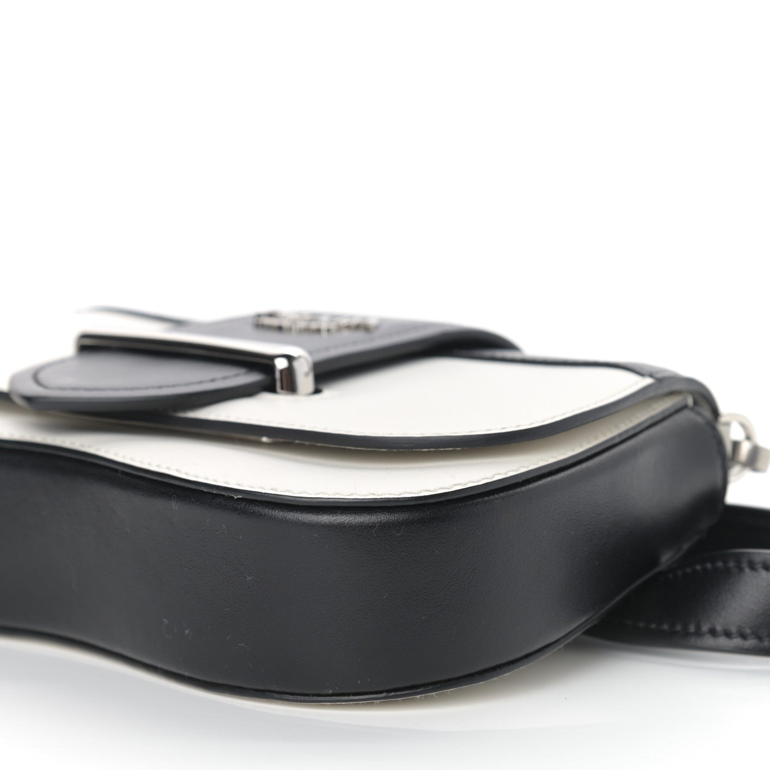 Prada City Calfskin Sidonie Belt Bag White Black 9 of 10