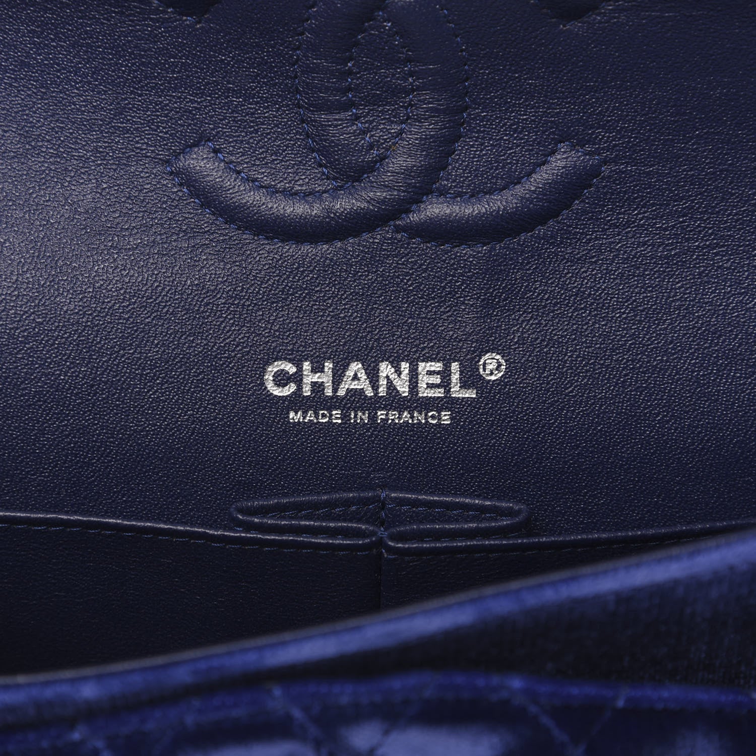 Chanel Velvet Quilted Medium Double Flap Navy Blue 6 of 13