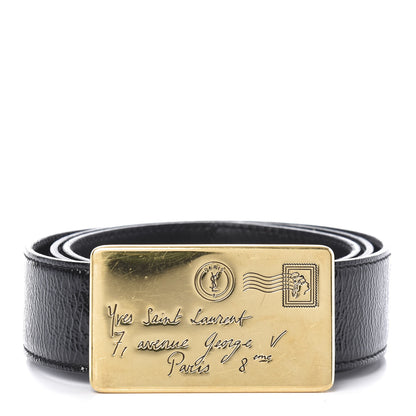 Saint Laurent Patent Calfskin Y-Mail Belt 75 30 Black 1 of 6