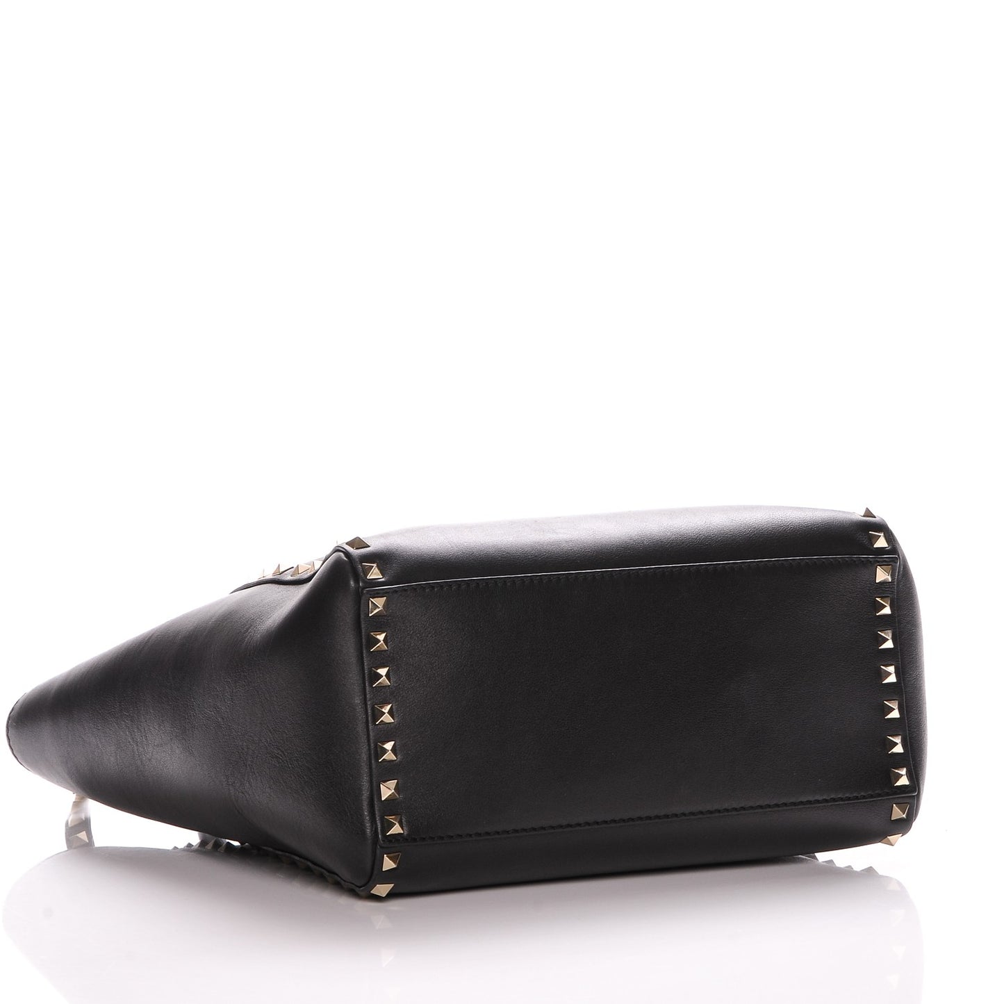 Vitello Rockstud Double Handle Tote Black