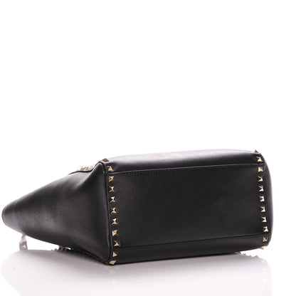 Valentino Garavani Vitello Rockstud Double Handle Tote Black 4 of 7