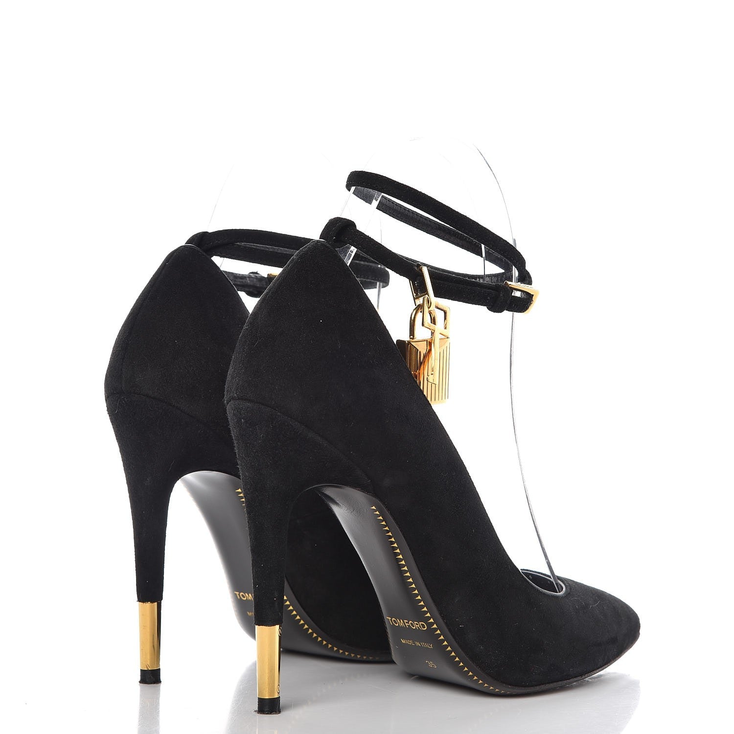 Tom Ford Suede Ankle-Lock Pumps 35 Black 4 of 12