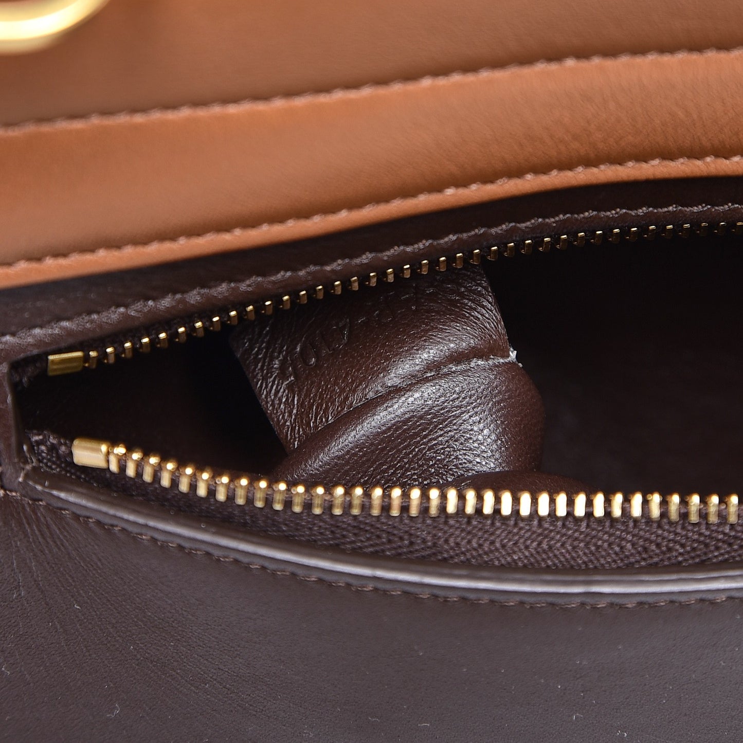 Satin Baby Grained Calfskin Small Tri-Color Trapeze Tan