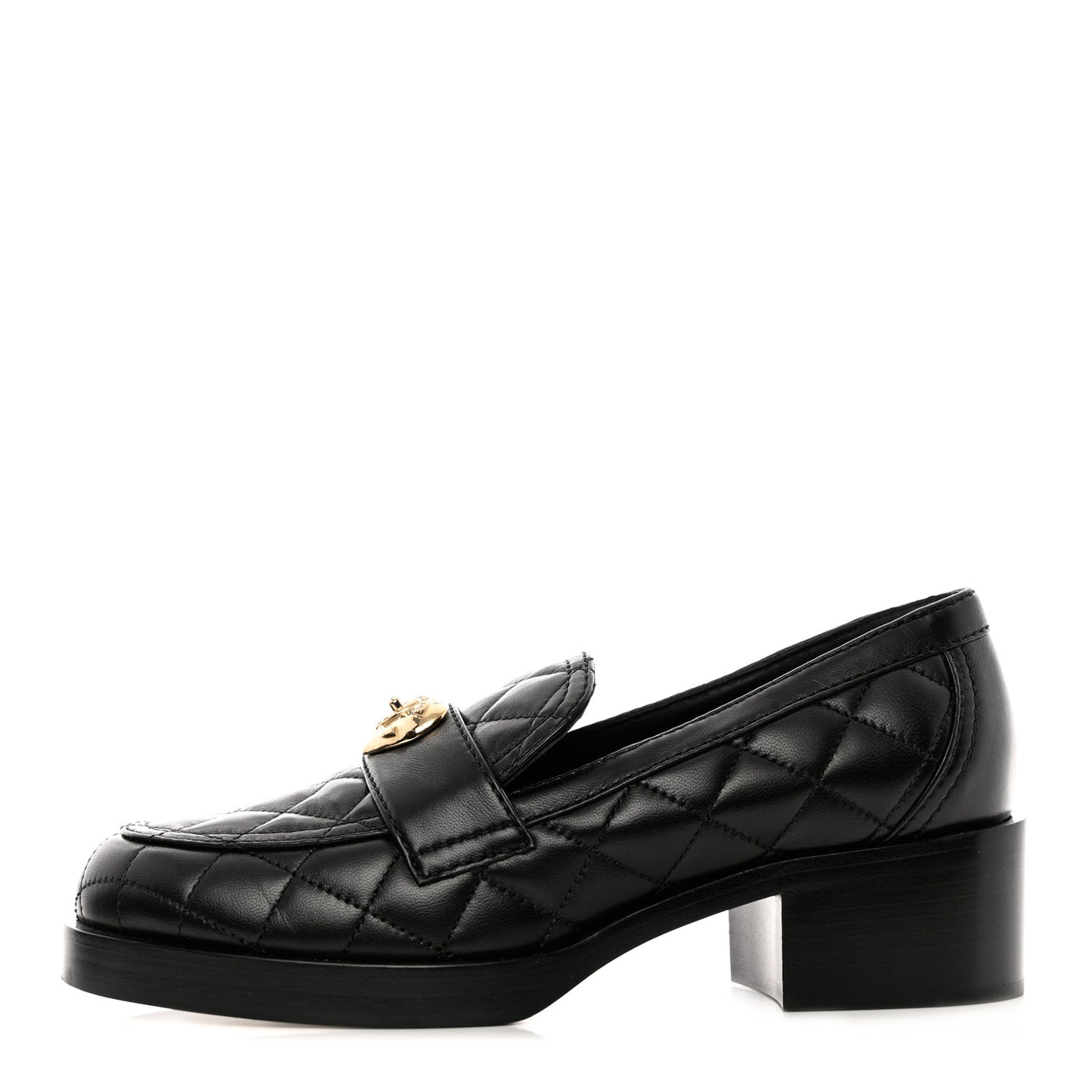 Lambskin Quilted CC Heart Loafers 36.5 Black