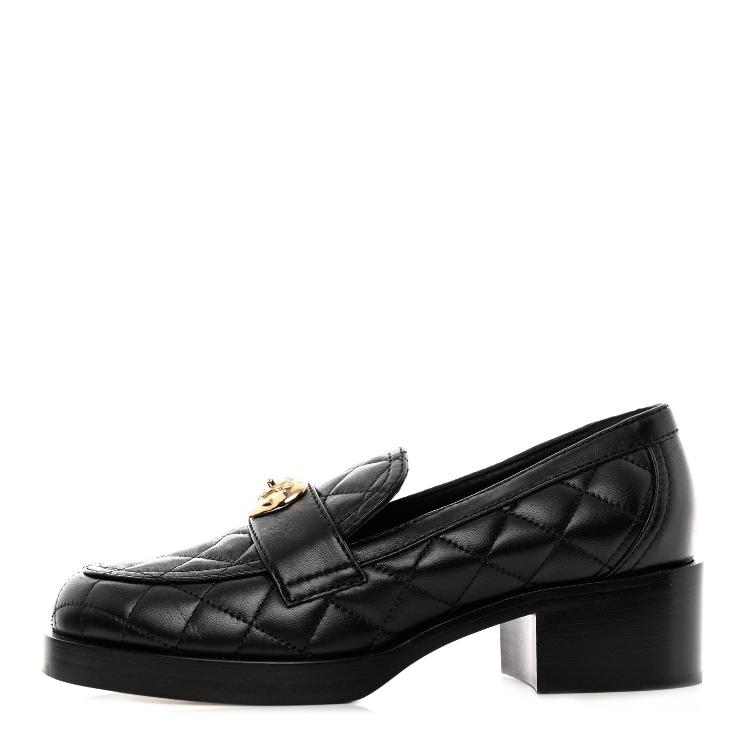 Chanel Lambskin Quilted CC Heart Loafers 36.5 Black 1 of 9