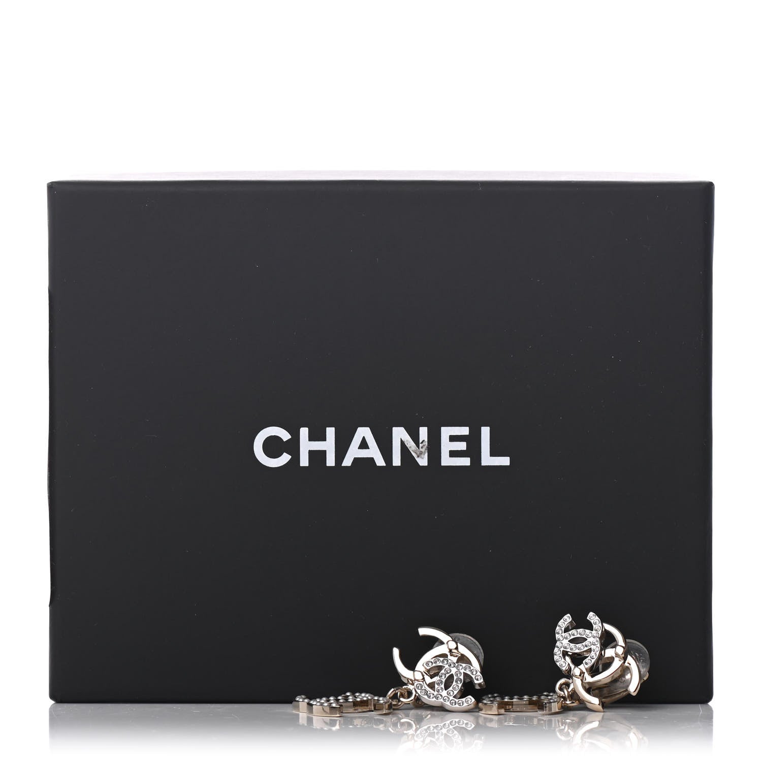 Chanel Crystal Pearl Double CC Drop Earrings Gold Silver 4 of 4