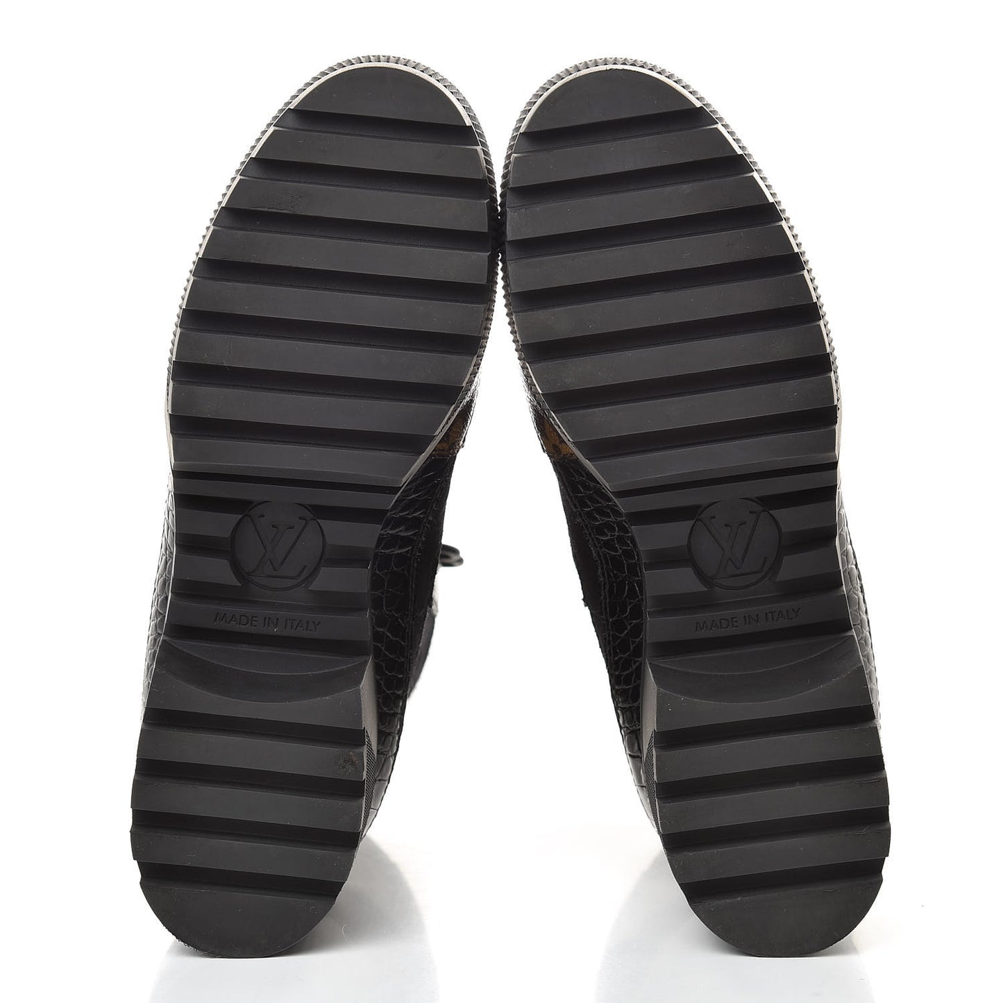 Suede Calfskin Monogram Laureate Platform Desert Boots 34.5 Black