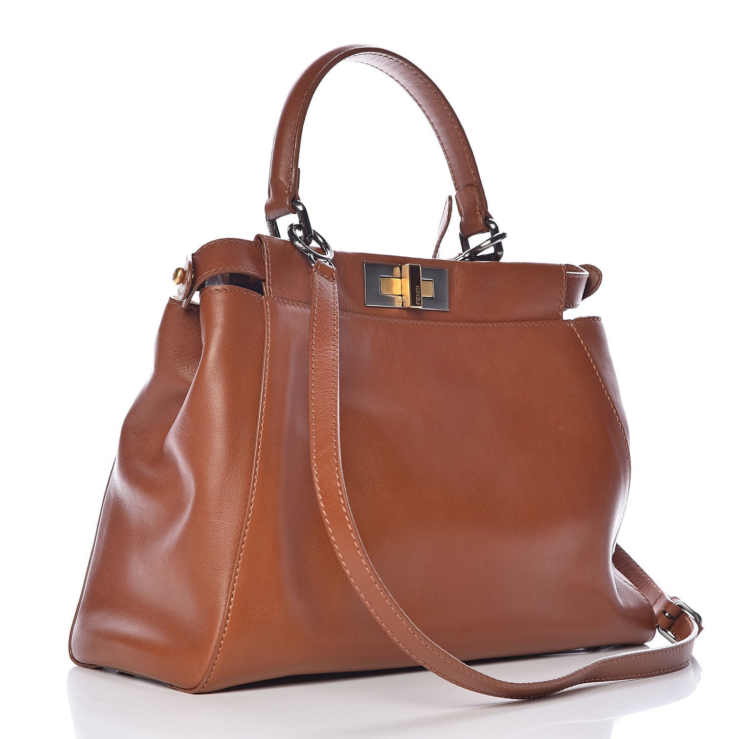Vitello Suede Medium Peekaboo Iconic Satchel Cuoio Rame Moro