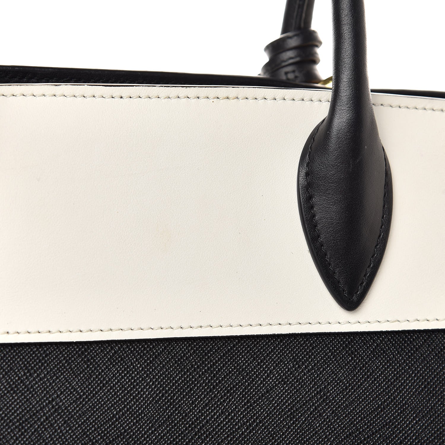 Prada Saffiano City Calf Medium Esplanade Tote Black White 10 of 11