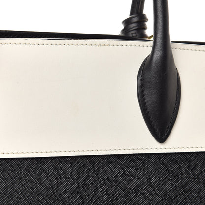 Prada Saffiano City Calf Medium Esplanade Tote Black White 10 of 11
