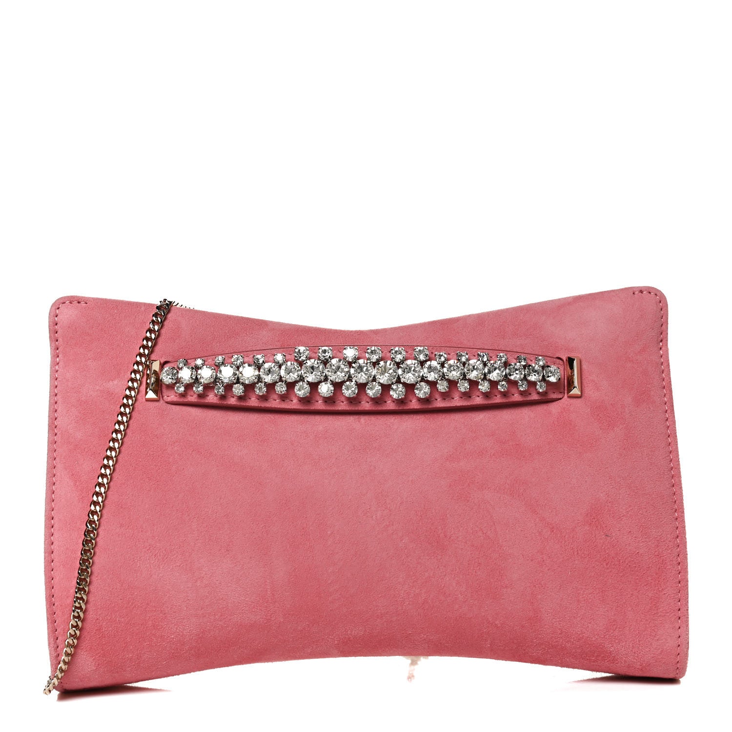 Jimmy Choo Suede Crystal Embellished Venus Clutch Pink 1 of 13