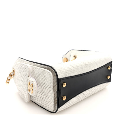 Chanel Braided Raffia Calfskin Mini Chanel 25 Handbag White Black 4 of 9