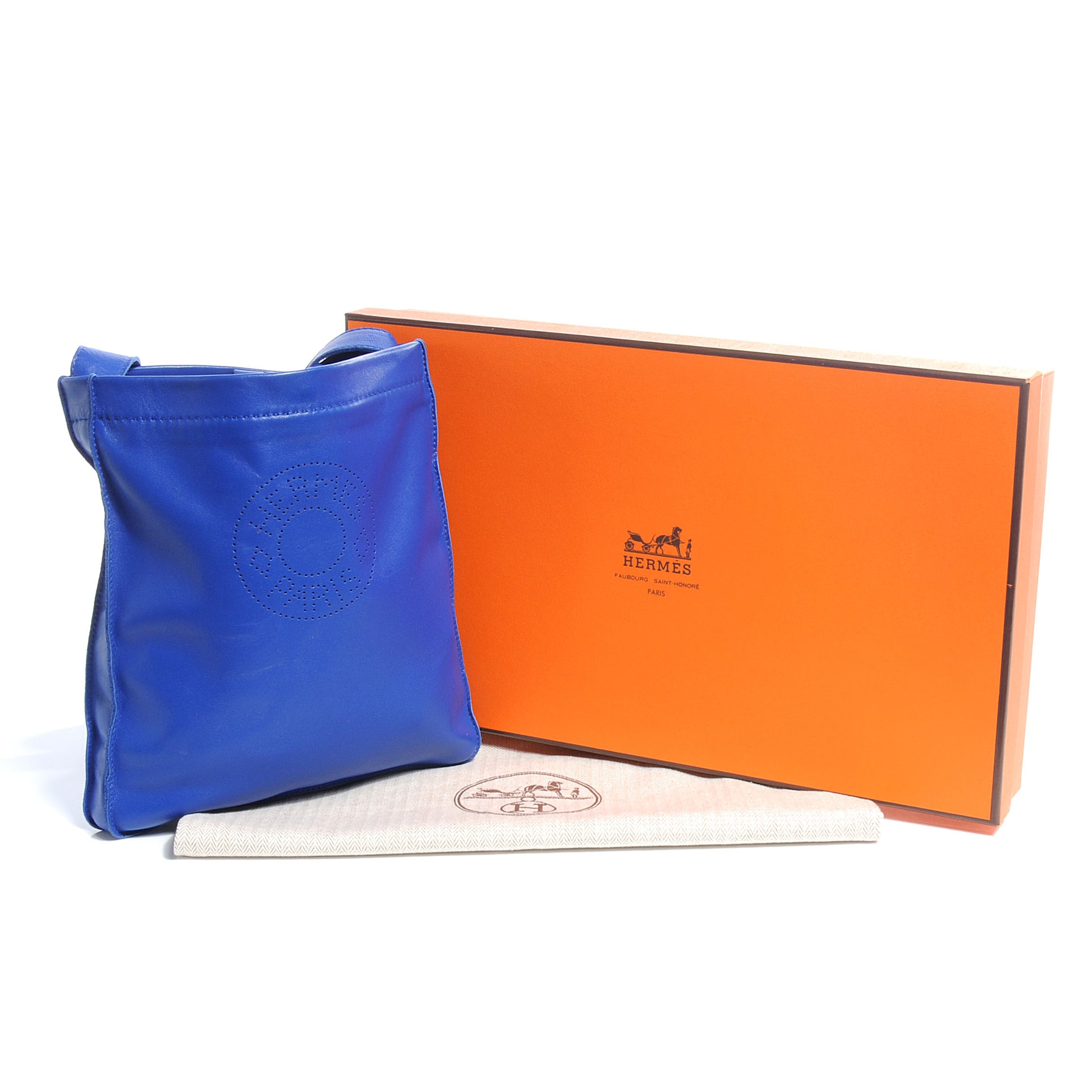 Hermes Lambskin Clou De Selle Pouch Bleu Electrique 4 of 8