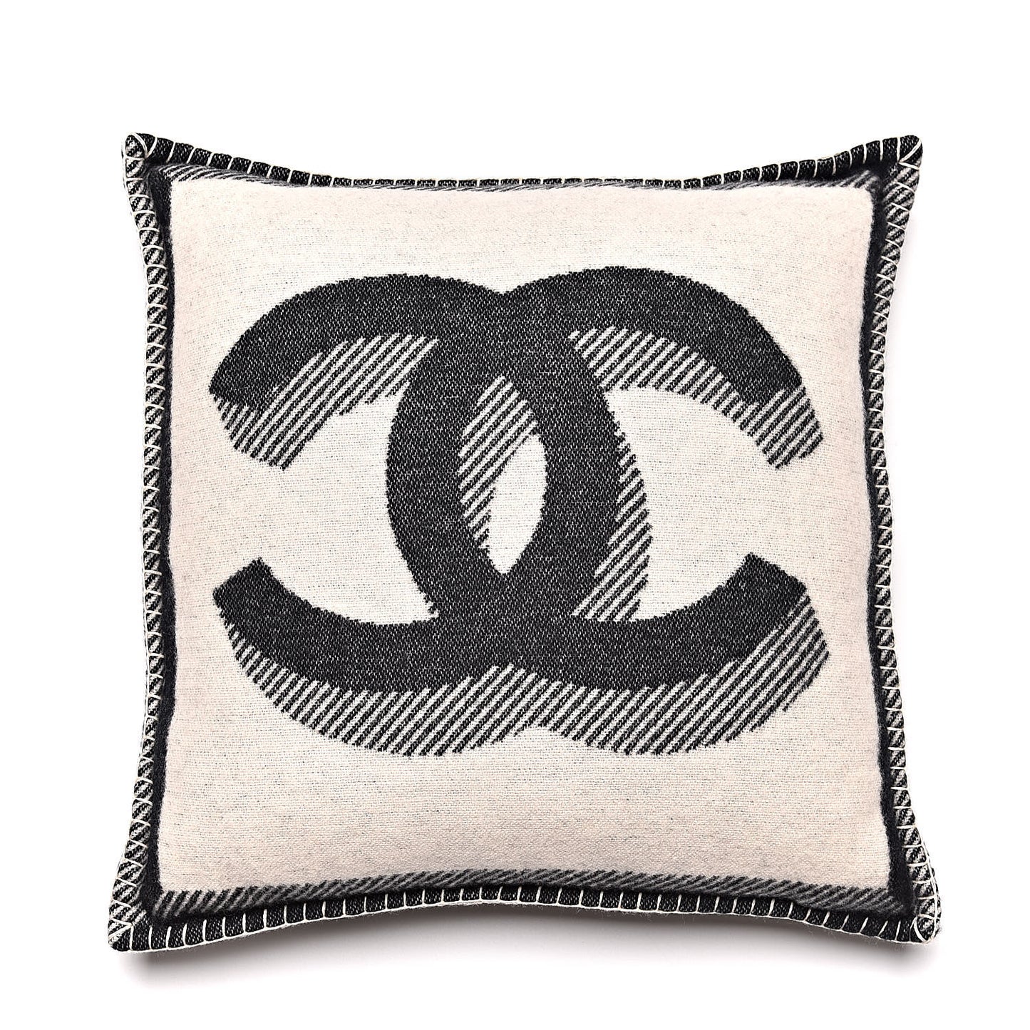 Merino Wool Cashmere CC Pillow Beige Black