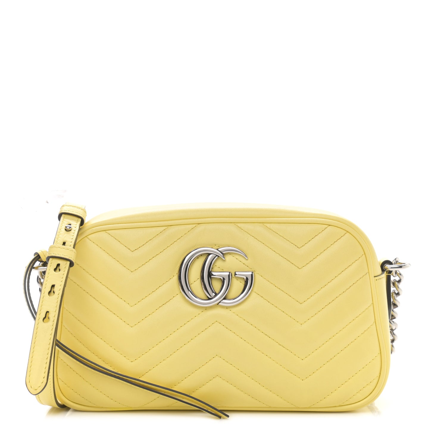 Calfskin Matelasse Small GG Marmont Chain Shoulder Bag Banana