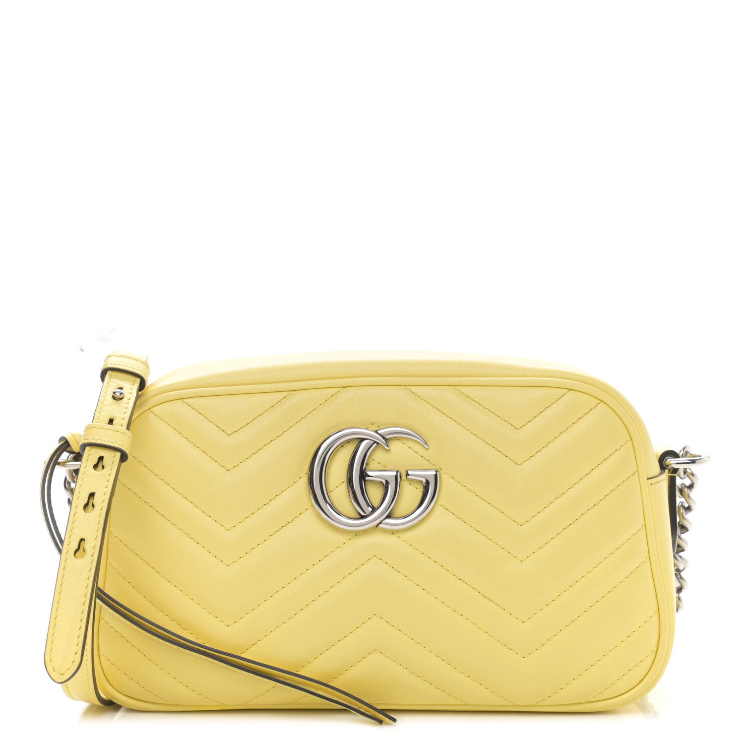 Gucci Calfskin Matelasse Small GG Marmont Chain Shoulder Bag Banana 1 of 12