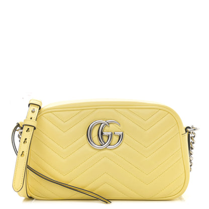 Gucci Calfskin Matelasse Small GG Marmont Chain Shoulder Bag Banana 1 of 12