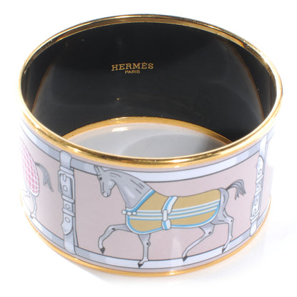 Hermes Enamel Printed Tenues Et Couvertures Extra Wide Bracelet 65 Pink 3 of 5