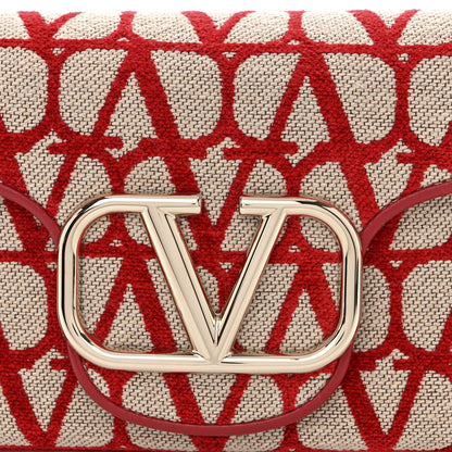 Valentino Garavani Toile Iconographe Goatskin Vlogo Small Loco Hobo Bag Natural Rosso Valentino 8 of 10