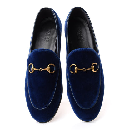 Gucci Velvet Horsebit Womens Jordaan Loafers 35.5 Blue Cobalt 5 of 11