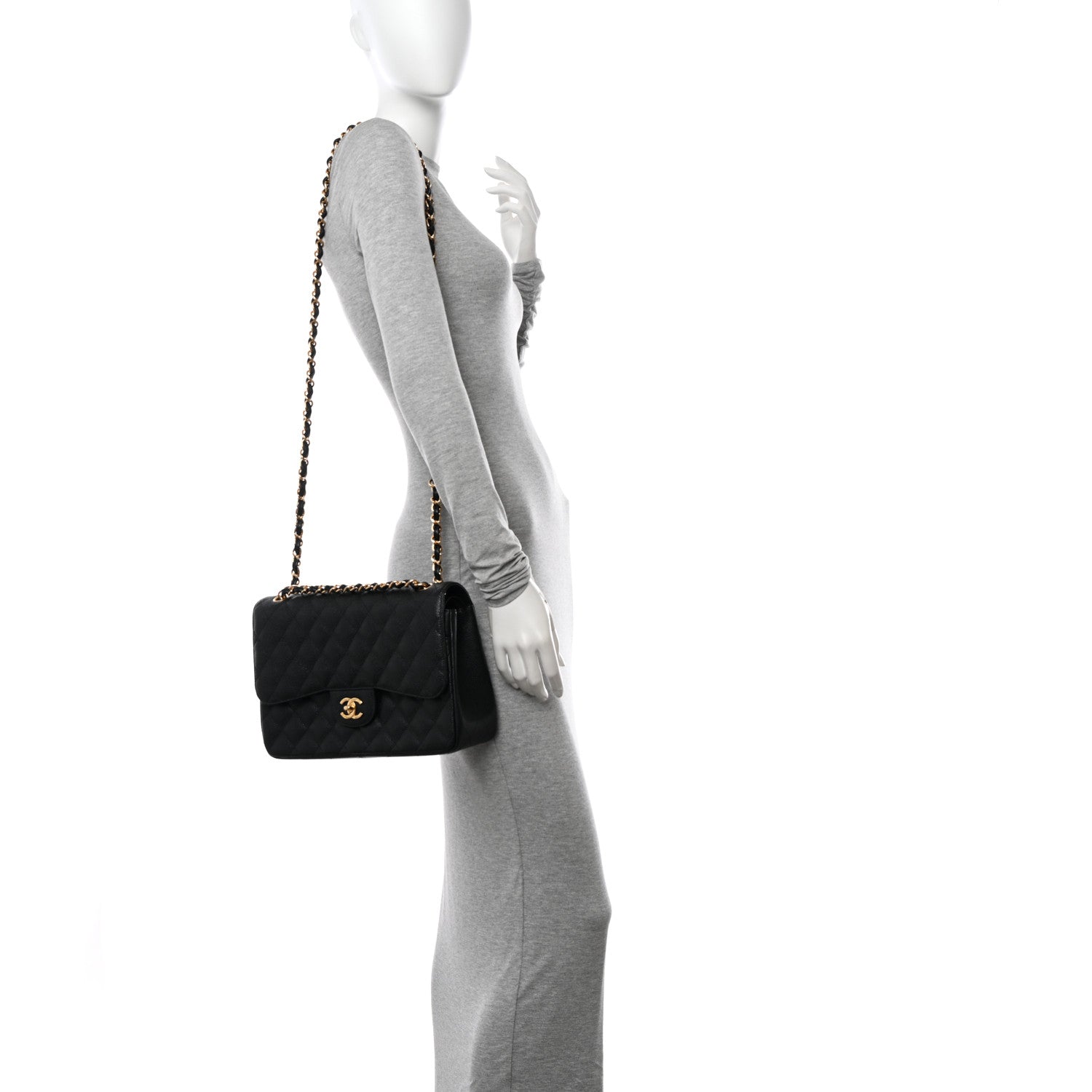 Chanel Caviar Quilted Jumbo Double Flap Black 2 of 14