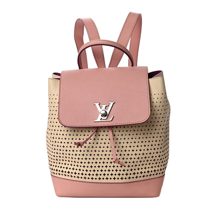 Louis Vuitton Perforated Calfskin Lockme Backpack Rose Poudre Creme 1 of 10
