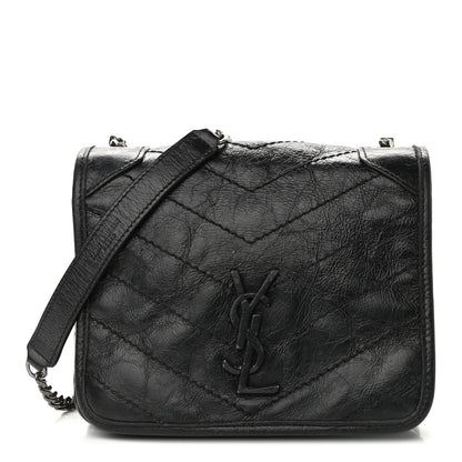 Saint Laurent Crinkled Calfskin Matelasse Monogram Niki Chain Wallet Black 1 of 9