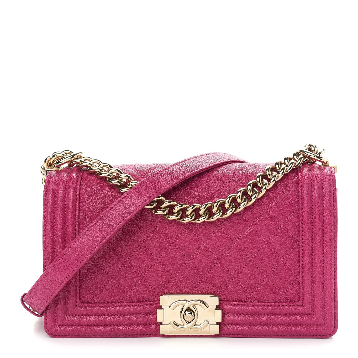 Chanel Caviar Quilted Medium Boy Flap Fuchsia 1 of 10