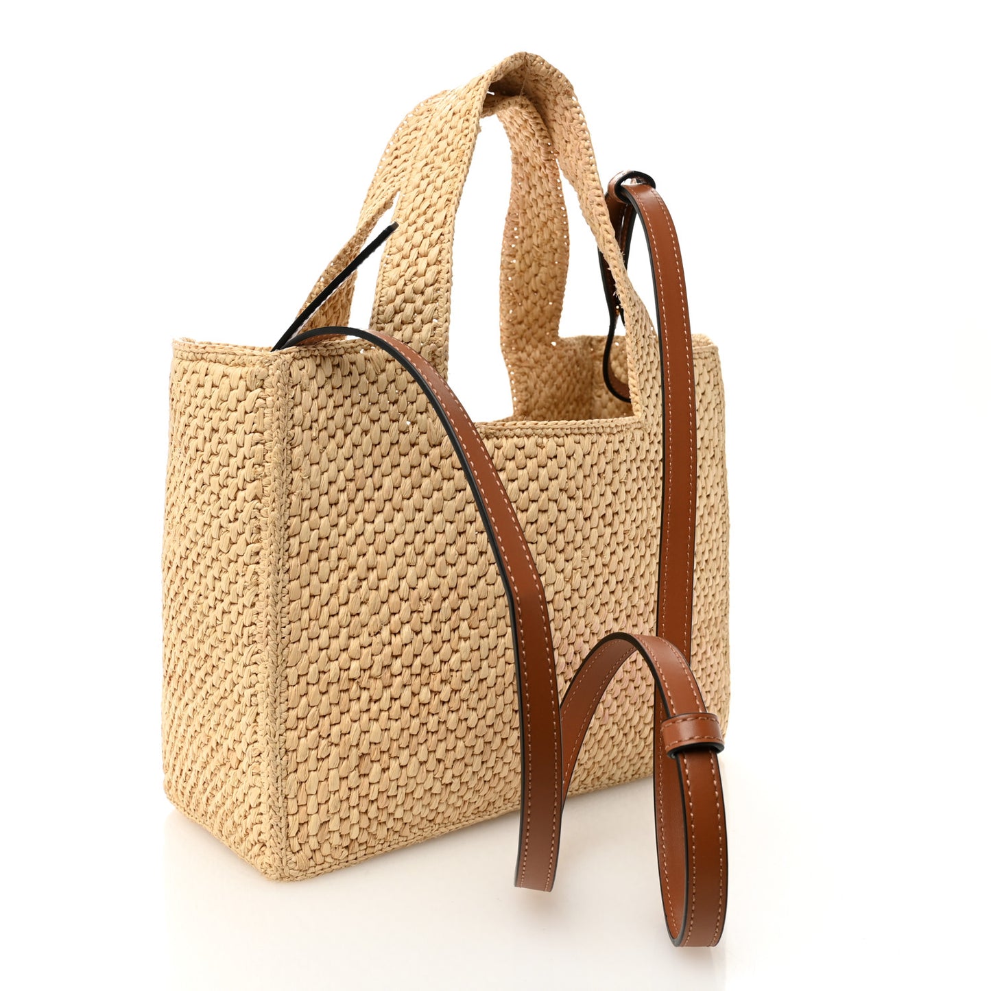 X PAULA'S IBIZA Raffia Small Font Tote Natural Tan